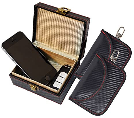 Keyless Go Schutz Autoschlüssel Box (Black+2 Pouch)