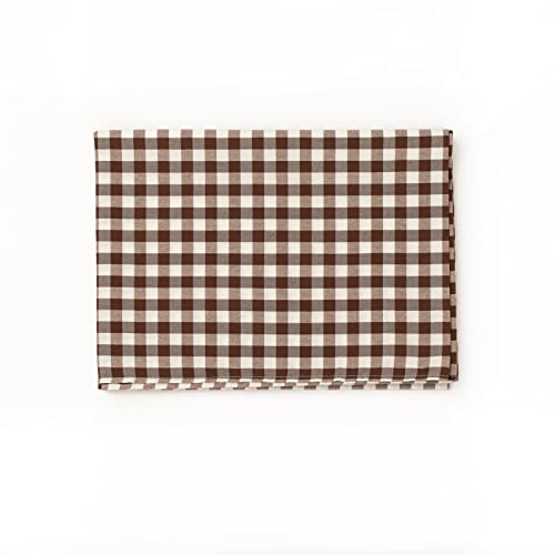 PARAMAISON Tovaglia Rustica Rettangolare, Stile Quadretti Country, Bianco e Marrone, Tovaglia Tavola da Pranzo, Cucina, Giardino, Pic nic, 6 Posti 140x180 cm