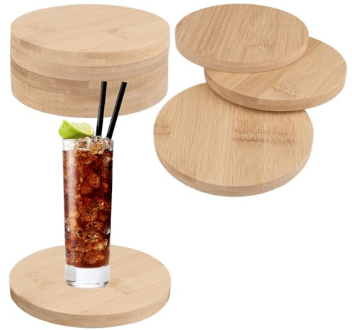 MIVIDE Untersetzer Holz, Ø11cm Untersetzer Holz Rund für Gläser, 12er | Holzuntersetzer Rund für Getränke, Tassen, Glas, Tischuntersetzer Getränkeuntersetzer