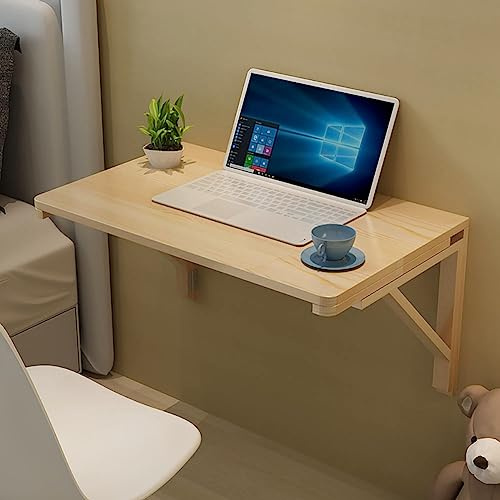NUACOS Tavolo Pieghevole a Muro, Scrivania Salvaspazio Richiudibile, Tavolino Porta PC da Parete in Legno per Cucina, Studio, Camera da Letto, Bagno, Ufficio o Balcone,80x60cm