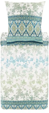 Bassetti AGRIGENTO Bettwäsche + 1 Kissenhülle aus 100% Baumwollsatin in der Farbe Olivgrün V1, Maße: 155x220 + 1 K 80x80 cm - 9325850