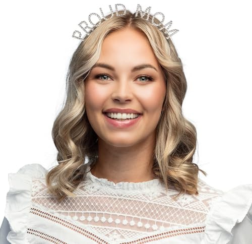 Boland - Haarreif Proud Mom | Diadem aus Metall für Babyparty, Geburt, Muttertag und Mottoparty