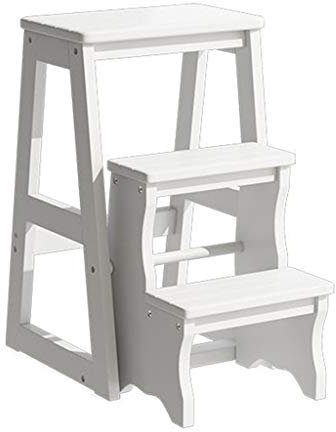 AAMNA Tabouret Pliant en Bois à 3 marches, escabeau Portable pour la Maison, Le Bureau et la Cuisine, avec pédale Large antidérapante, Peut Supporter 400 Livres, Hauteur 25