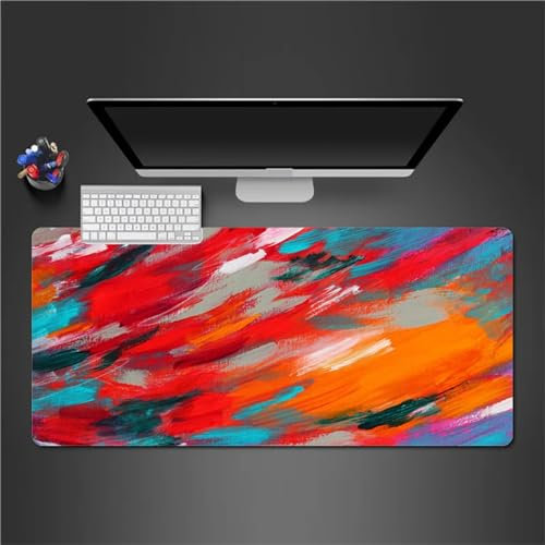 QiHon Gaming Mauspad XXL Rot Orange Grün Großes Mauspad Schreibtischauflage mit Vernähte Kanten Einer speziellen Oberfläche verbessert Geschwindigkeit und Präzision 1200x600x2mm