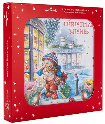 Hallmark Charity Christmas Cards, Country Companions Designs, 16-Pack | Measures 16cm by 16cm, Multicoloured Artwork with Silver Foil, White Envelopes Included, Fully Recyclable