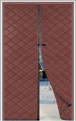 Magnet Wärmeschutzvorhang 60 x 120 cm, Thermo Türvorhang Winddicht Wärmeschutz für Türen Balkontür, PU Tuch mit Polyester Baumwolle Warm Winter, Braun