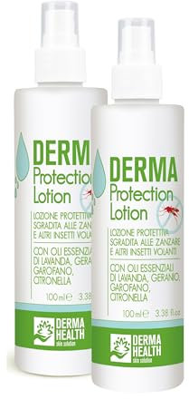 Derma Health SPRAY PROTEZIONE INSETTI E ZANZARE. Repellente AntiZanzare per Bambini con Olio di Lavanda e Ingredienti Puri e Naturali, Dermatologicamente Testato, Per Pelli Sensibili - 100ml - x2