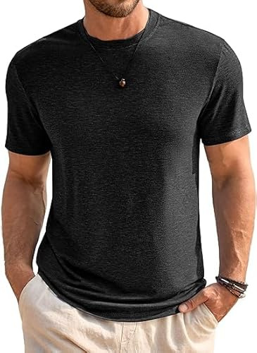 Runcati Camiseta para Hombre de Cuello Redondo, Manga Corta, Verano, Corte Regular, Deporte, Fitness, Camiseta Funcional, Monocolor, básica, Camiseta de Negocios