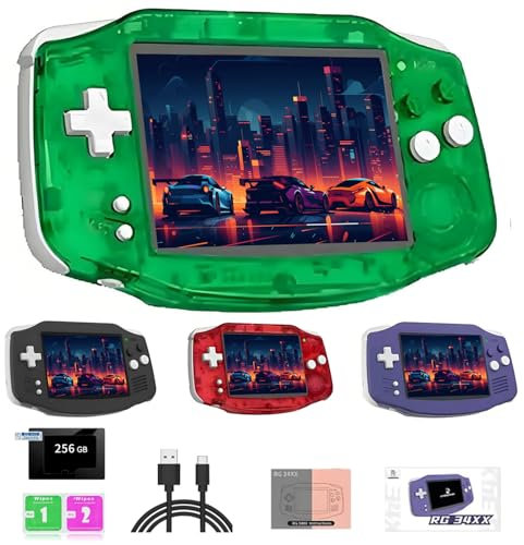 NULA RG 34XX Retro Handheld Spielkonsole mit 256G-TF-Karte 11000+ Spiele, 3,4-Zoll-IPS-Bildschirm 720 x 480 Cortex-A53 Linux 64-Bit Retro Emulator Videospiel Player, 5G Wi-Fi Bluetooth