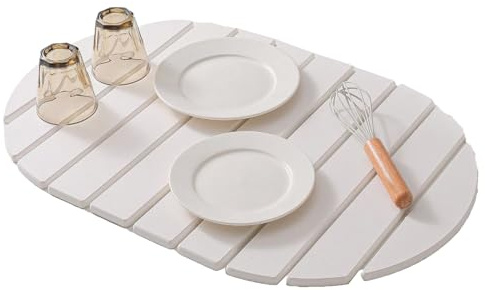 Duroecsain Tappetino da cucina per asciugatura, con base di asciugatura arrotolabile, per utensili da cucina, panno assorbente rapido per asciugare stoviglie, tazze, piatti e ciotole