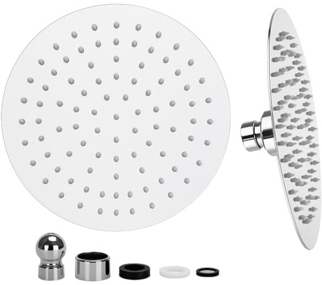 Pommeau de douche rond en acier inoxydable Argenté 20 cm Diamètre 20 cm