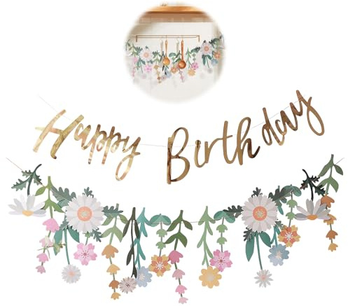 Blumen Girlande & Gänseblümchen Deko: Doppelseitige Blumen Girlande (3m) – Frühlingsdeko für Geburtstag, Hochzeit, Baby, Gartenparty & Mädchenzimmer