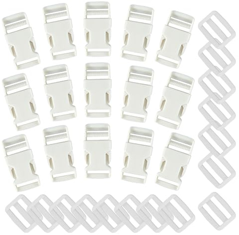 JRSHIRLEYLTD 15 fibbie a clip bianche per cinghie larghe 25 mm, chiusura a clip regolabile in plastica per cinghia di fibbia, cinghia pelvica, fibbia di ricambio, cinghie per zaino