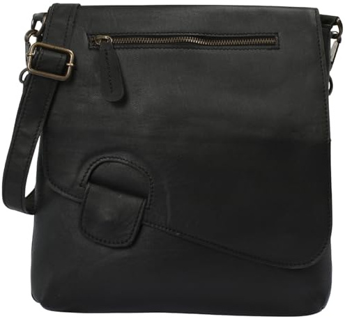 LECONI Umhängetasche Damen-Tasche Crossbag Rinds-Leder Natur Schultertasche Vintage-Look Ledertasche Frauen + Herren Handtasche aus Echt-Leder 29x29x6cm LE3027