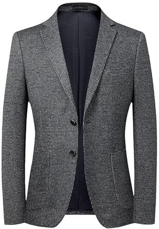 Generisch Sportsakko Herren, Herren Blazer Mit Fischgrätenmuster, Sportjacke, 2 Knöpfe, Smart Casual, Business Anzugjacke, Büroarbeit, Anzugjacke, Slim Fit, Smoking Für Hochzeit, Bankett, Grau, Xs