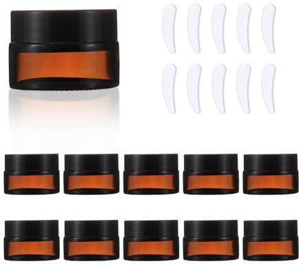 Over News Lot de 10 mini pots à pommade en verre ambré de 5 ml avec couvercle étanche et spatule, petites boîtes hermétiques de voyage pour tailles d'échantillons, crèmes et pommades, pots en verre
