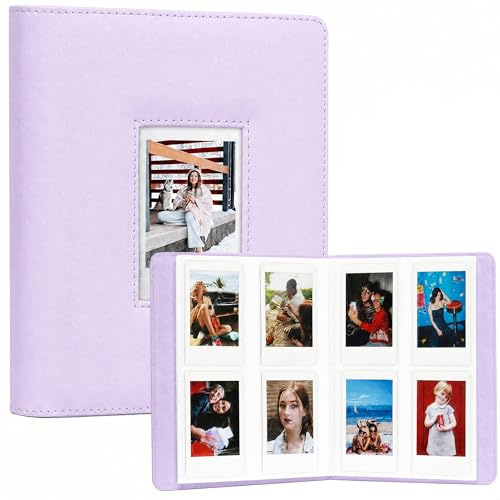 Yootiko Álbum de fotos, 288 bolsillos, 6 x 9 cm, cubierta de poliuretano, páginas transparentes, pequeño, pequeño, gran capacidad, álbum de fotos familiar para niños, niñas, mujeres, hombres (morado)