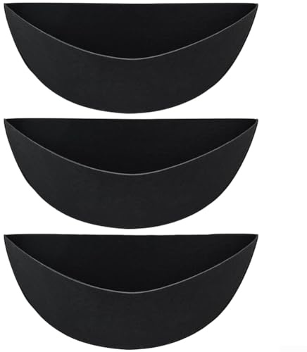 Forro semicircular de fieltro para cesta colgante compatible con cestas de alambre redondas estándar para retención de suelo y aireación de raíces (Semicírculo 14i)