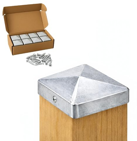 FeNau Lot de 10 capuchons de poteau 12 x 12 cm - Galvanisé - Poutre de carport - Pyramide - Avec 20 vis