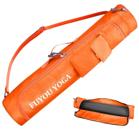 Borsa per tappetino da yoga da donna, multifunzione, borsa tote e pilates, borsa da palestra con tracolla regolabile, leggera e resistente, per yoga, pilates, allenamenti in palestra (arancione, S)