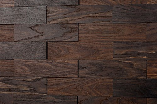 wodewa Wandverkleidung Wandpaneel Riemchen Holz 200 | Nachhaltig Echtholz/Vollholz Made in Germany 3D-Optik | 1m² | Eiche Tabak: Unbehandelt | Schlafzimmer Wohnzimmer Küche Büro