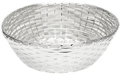 Brillibrum Design - Cestino per il pane intrecciato, diametro 25 cm, argentato, anti-ossidazione, rotondo, per frutta e frutta, in metallo, antiruggine (grande)