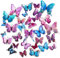 CCUCKY Stickers Muraux De Papillons,36 Pièces Double Couches 3D Ailes Papillons Décoration Idéal Pour Enfants Chambre Cuisine Réfrigérateur Plantes De Jardin Fêtes Décorations-Rose/Bleu/Violet