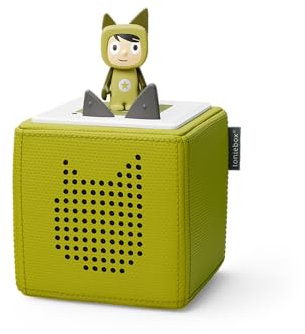 tonies Toniebox Starter Set inkl. 1 Kreativ Figur – Audioplayer für Hörbücher und Lieder für Kinder, einfach zu bedienende kabellose Musikbox BZW. Lautsprecher, 7 Std. Akku, Grün