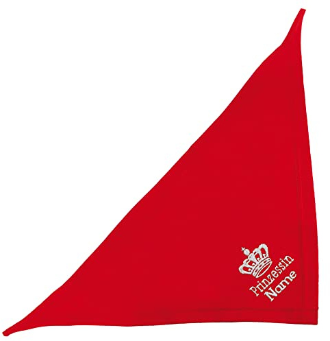 Schecker Rot 65cm Besticktes Hundehalstuch mit Text Prinzessin + Krone + Hundename – Bandana hochwertig Bestickt
