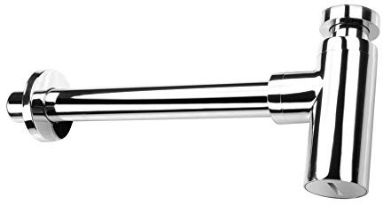 Hochwertiger Designer Siphon Messing für Waschbecken Rund Chrom 1 1/4 Syphon Sifon Ablaufventil Ablaufgarnitur Abfluss Ventil für Waschtisch Röhrensiphon Geruchverschluss Tauchrohr