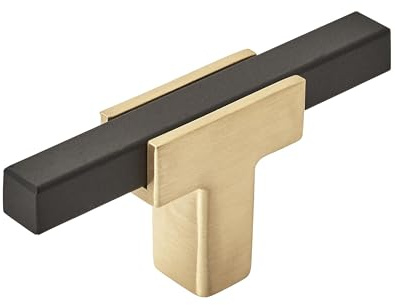 Amerock BP67BGLMB | Kitchen Cabinet Door or Drawer Knob | Brushed Gold/Matte Black | 2-3/4 inch (70 mm) Length | Urbanite | 1 Pack | Furniture Hardware | Bathroom Cabinet Hardware