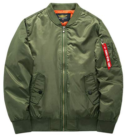 MisFox Herren Bomberjacke MA-1 Stehkragen Fliegerjacke Wasserdicht Blouson Herbst und Winter Retro Jacke Winddichte Bomber Piloten Jacket mit Reißverschluss Taschen