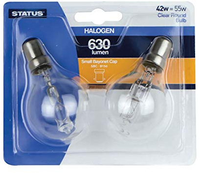 2 x 42watt SBC B15 Small Bayonet Cap Clear Equivalent to 60 watt Light Bulbs
