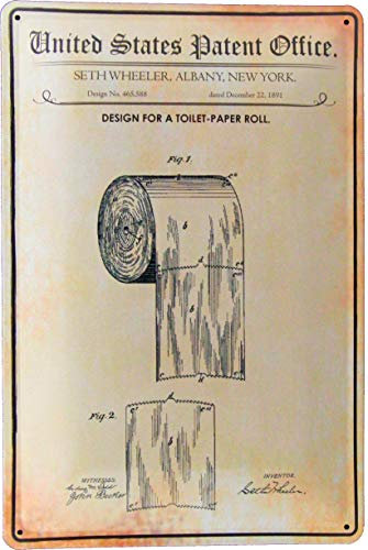 Blechschild 20x30 Klo Papier US Patent Stil WC Toilette im Retro Vintage Nostalgie Design lustige Deko für jedes Badezimmer Bathroom