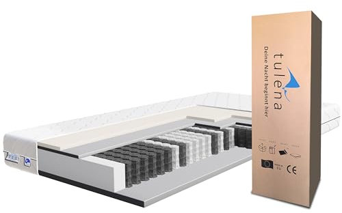 TULENA NOX Taschenfederkern Matratze 90x200 Federkernmatratze H1 + H2 Comfort 20cm hoch Probeschlafen Rollmatratze Wendematratze