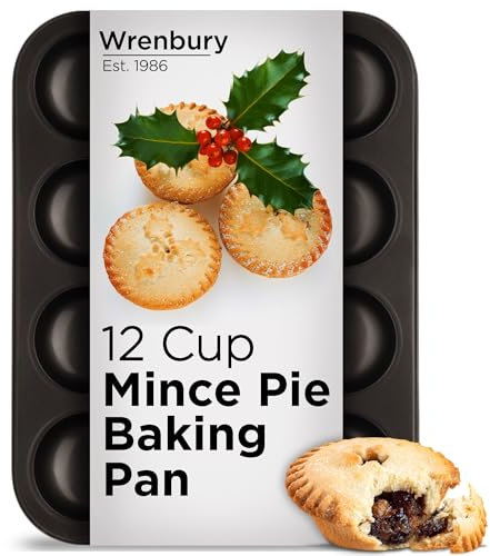 Wrenbury Mince Pie Baking Tray 12 Cup Shallow - Jam Tart Baking Tins - Commercial Grade Premium Non Stick Carbon Steel - Food Safe Easy Clean - Patty Tart Bun Tin