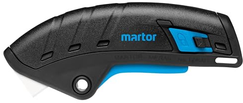 MARTOR Cuchillos de seguridad con retracción de hoja y hoja de cerámica, SECUPRO MERAK, Cúter profesional, ligero, plástico, derecho & zurdos, logística