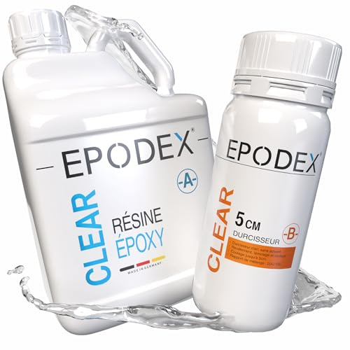 EPODEX Epoxidharz Set ECO+ | klares Epoxy Resin für Gießhöhen bis 5cm | Gießharz-Set ohne oder mit Farbpigmenten | für River-Tische, Lampen, Projekte mit hohen Form- und Gussteilen und vieles mehr