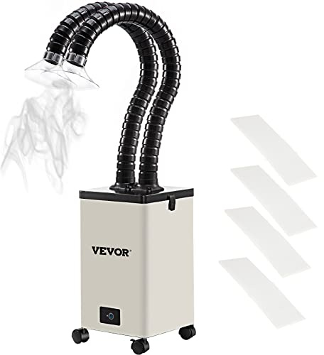 VEVOR Absorbeur de Fumée 150 W Extracteur de Fumée pour Soudure 4500 TR/Min Mini Aspirateur de Fumée 28 x 28 x 43 cm Tuyaux Flexibles Longs de 1,2 m pour Absorbe Fortement la Fumée et Les Poussières