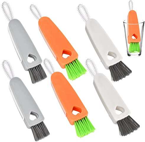 3 in 1 Multifunctional Cleaning Brush 6 PCS Tiny Bottle Cup Lid Detail Brush Straw Cleaner Tools Multi-Functional Crevice Cleaning Brush Carrot Bottle Gap Cleaner Brush
