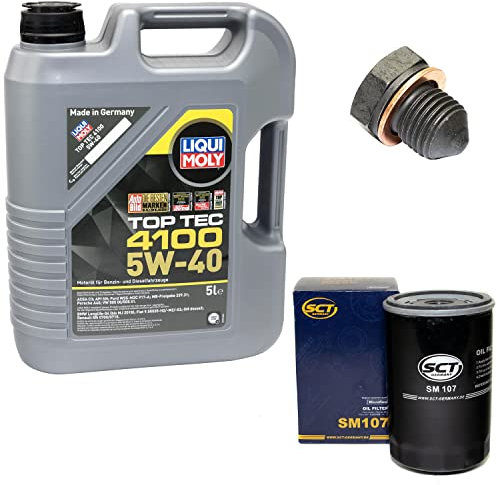 Motoröl Set Top Tec 4100 5W-40 5 Liter + Ölfilter SM107 + Ölablassschraube 12281