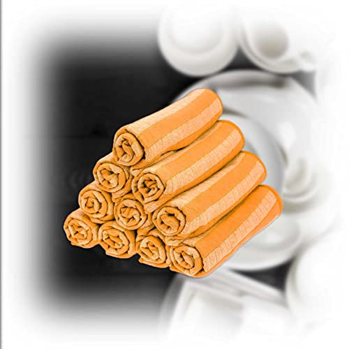 RESPEKT Lot de 10 torchons en microfibre bambou 60 x 40 cm Orange