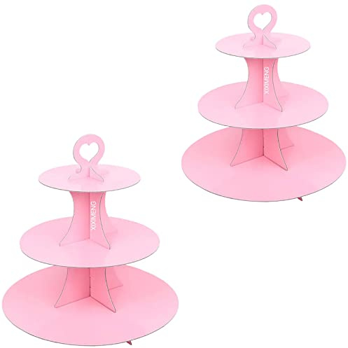 2 Pack Cupcake Stand for 24 cupcakes 3-Tier Cake Stand cardboard, Perfect for Wedding, Birthday Party, Baby Shower and Graduation