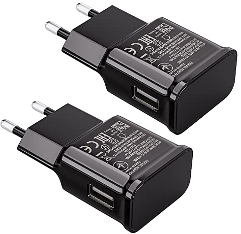 2-Pack USB-laddare 15W laddningsplugg kompatibel med Samsung S21 S20 S10 S6 S7 S8 S9 / Edge/Plus/Active, A20e, Z Flip3, Z Fold2 5G, Note 5 8, Note 9 10 snabbladdning,