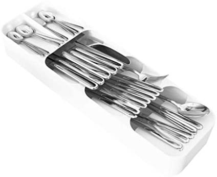 BOAA Fresh Besteckorganizer fünf Fächer (weiß) für die Küchenschublade oder freistehend, Besteckkasten, Ordnungssystem Küche, Schubladen Organizer Küche, Aufbewahrung Küche, 11cm Breite, (508069)