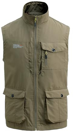 MeiLayM Gilet D'extérieur pour Homme Gilet de Pêche avec Multi-Poches Léger Respirant à Séchage Rapide Veste Camping pêche Gilet de Randonnée en Plein air Gilet de Photographie