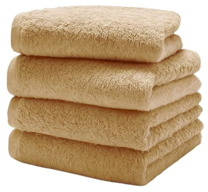 Diamond Tex 4 Pack Cotton Face Cloth Set 30 x 30 cm Flannel Washcloth Towels Extra Absorbent & Quick Dry Hotel Gym, Golf, Spa 600-GSM (Latte)