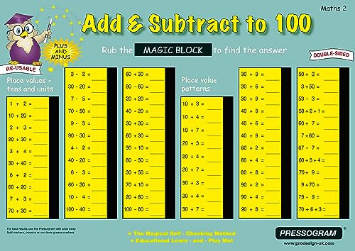 TimeTEX - Zaubertafel Mathematik - Englisch Zahlenraum bis 100 | Rechen-Tafel mit Selbstkontrolle zum spielerischen Lernen von Addition, Subtraktion und Multiplikation | Inhalt: Zahlenraum bis 100