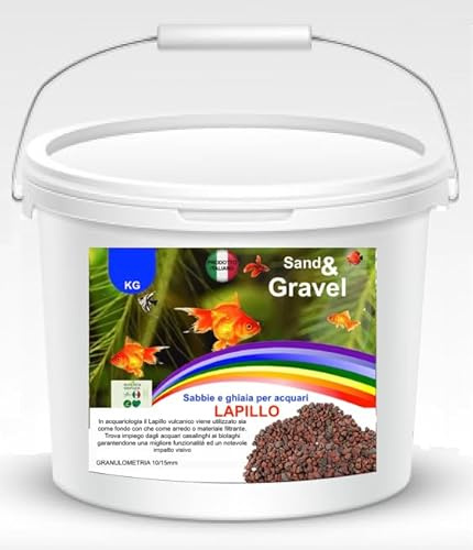 Lapillo Vulcanico - Ghiaia per Acquario e Piante - Sassolini Decorativi per Vasi - Sassi per Giardino (10/15 mm, 5 Litri)