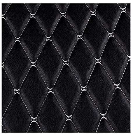 Fuskläder tyg quiltat läder diamantsöm vadderad kudde linne vadd falskt läder interiör fordon klädsel tyg (storlek: 1,6 x 1 m/5,25 x 3,28 fot) (färg: Svart 1, storlek: 1,6 x 2 m)